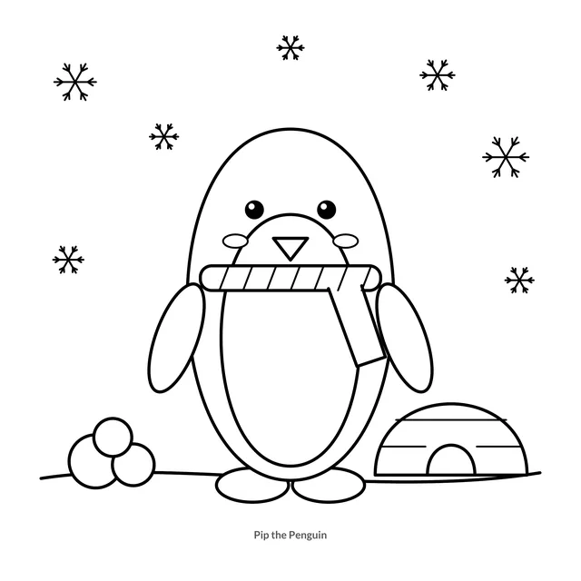 Colouring book style sample 3: a cute cartoon animal drawn in black outline
